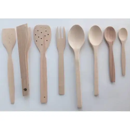 WOODEN SPOON SET-8 PIECE-BEECH AĞACINDAN YAPILMIŞTIR HAND the WORKMANSHIP-4 SIZE (20-23-27-33)-SPATULA-TONG-FORK-PERFORATED SPATULAS