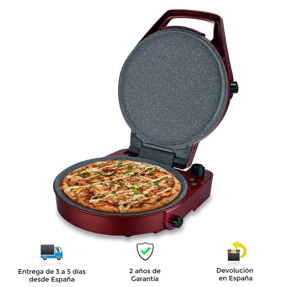 Pizza oven 2 in 1 Sogo, fast, powerful, non-stick, portable, safe, clean, 30 cm, paellera, cooking iron, electric grills, portable pizza oven