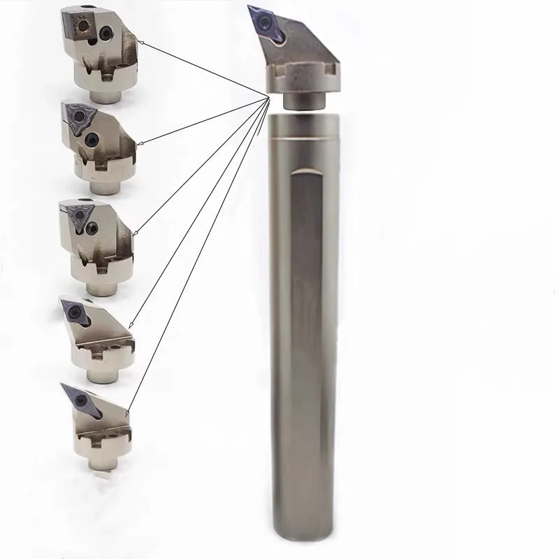 SANAI Turning Holder Set 7 Head Changeable Anti-vibration CNC Lathe Boring Bar 32mm with 2 Bodies and 5pcs of Head No Insert