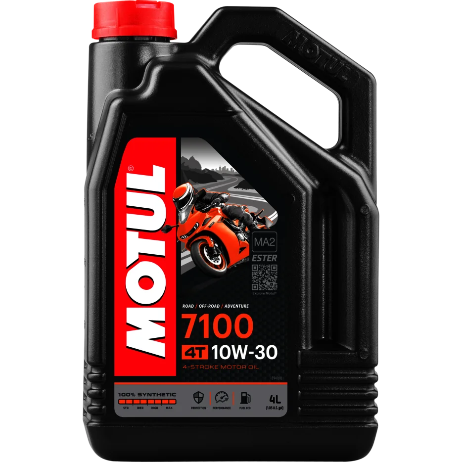 Motul 104090 - Aceide de motor para motocicleta 7100 10W30 4T 4L 100% sintético