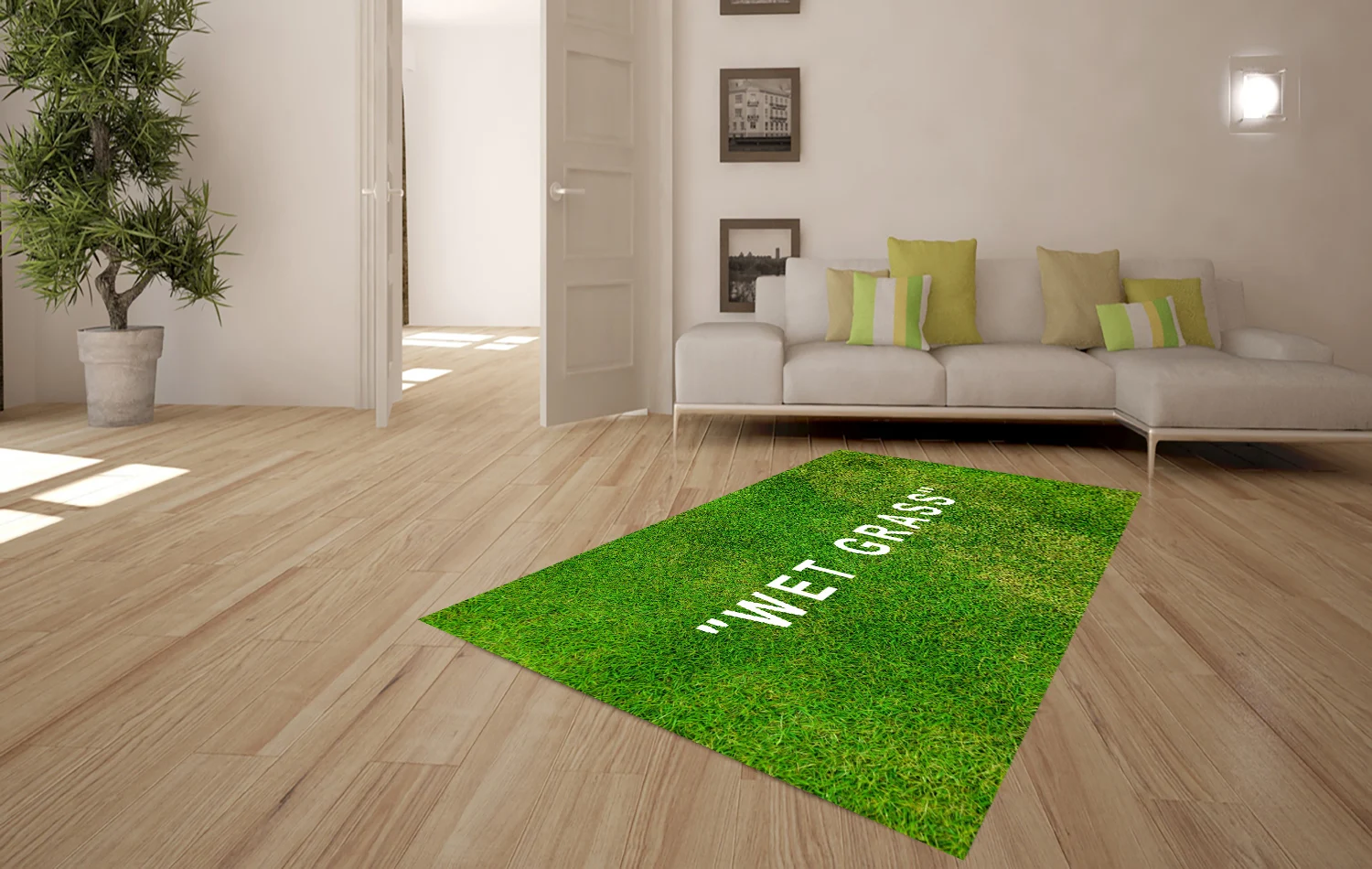 Wet Grass Pattern Non Slip Floor Rugs, Hallway Rug, Young Made, 3-D Printed Rugs