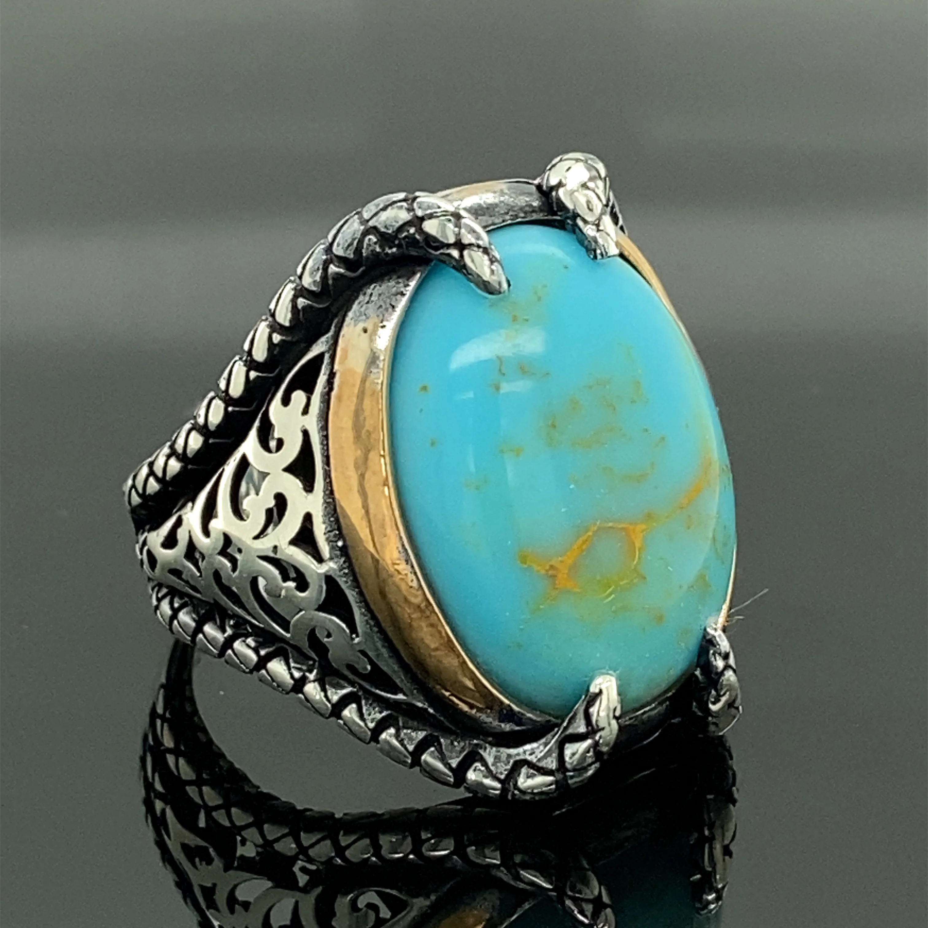 

Silver Turquoise Ring , Men Handmade Silver Ring , Claw Silver Ring , Turquoise Gemstone Ring , 925k Sterling Silver Ring , Gift