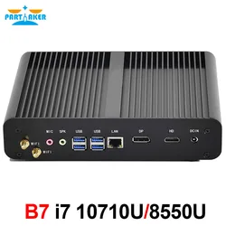 Fanless Mini PC Intel Core i7 10710U i7 8550U 1165G7 Desktop PC Windows 11 2*DDR4 M.2 NVMe+Msata+2.5''SATA HTPC Nettop HDMI DP