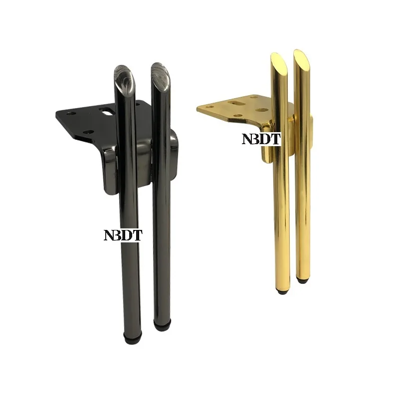 

2Pcs 15CM 18CM Titanium Gold Gun Black Furniture Cabinet Cupboard Bed Sofa Feet Leg Dual Pole Support Bracket