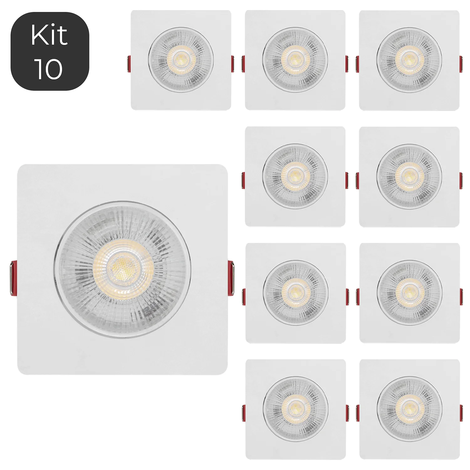 Kit 10 Spot Led Smd 7W Directable Dicroica Square LIGHT WHITE COLD/MORNING/HOT