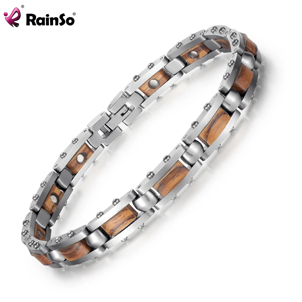 Stainless Steel Bracelet For Male/Femal Zebra Wooden Bracelet Homme Health Care  Magnetic Bracelet Viking Gifts For Men Rainso