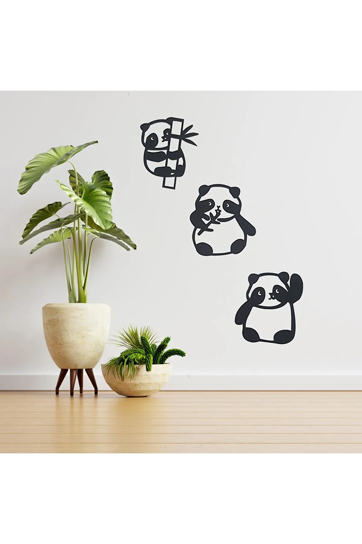 3PCS Panda Wall Decor Black Wood Laser Painting Kitchen Living Room Kids Room. Double sided tape gift 2022 Special product fast