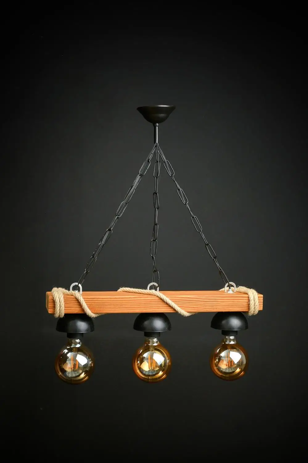 جميع المنزل الخشب حبل 3 قطعة أضواء الثريا ريفي ضوء أنيق الرجعية غرفة المعيشة غرفة المعيشة