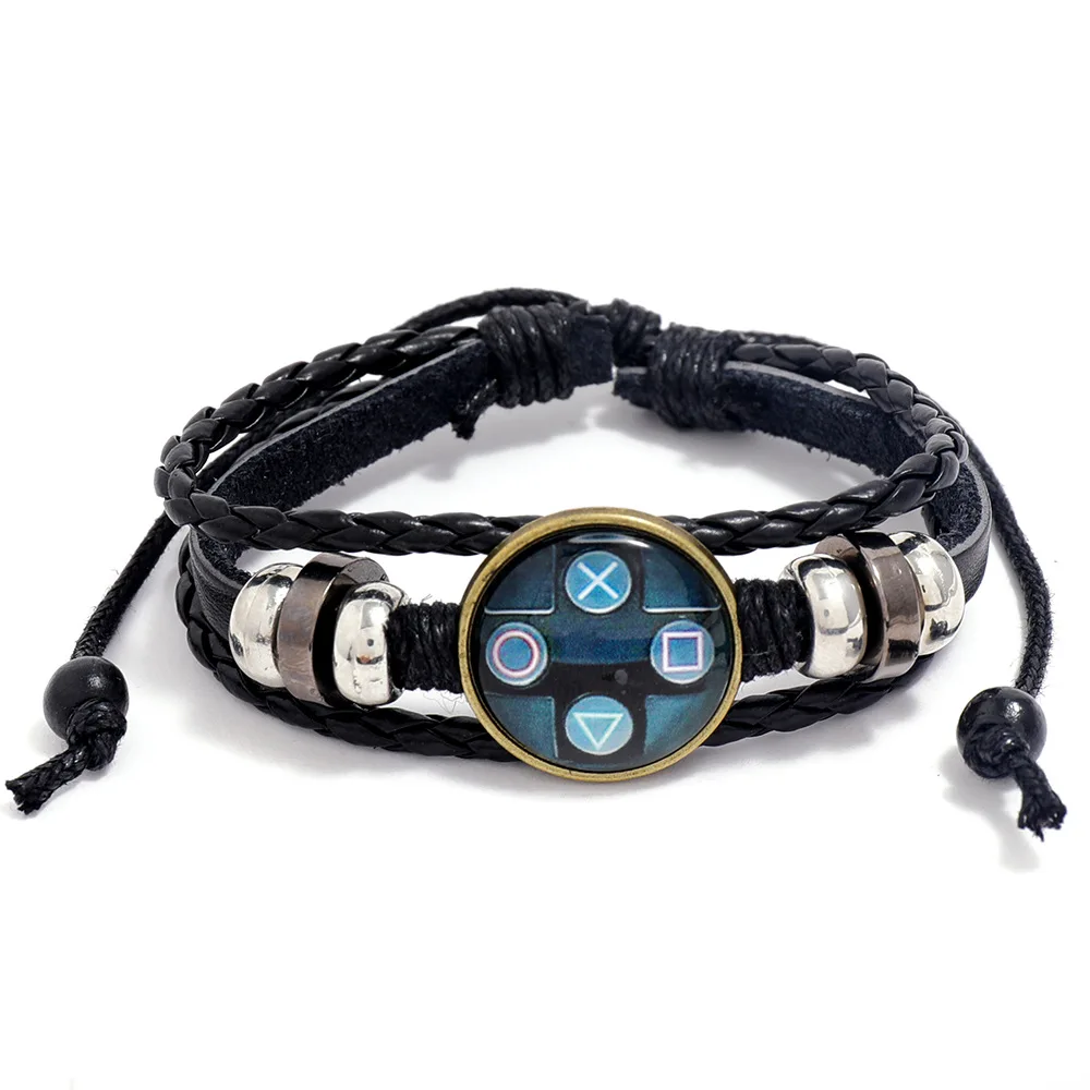 Alte Video Spiel Controller Leder Armband Für Männer Glas Edelstein Kunst Handgemachte Charme männer Armband Jungen Geschenk Idee Schmuck party