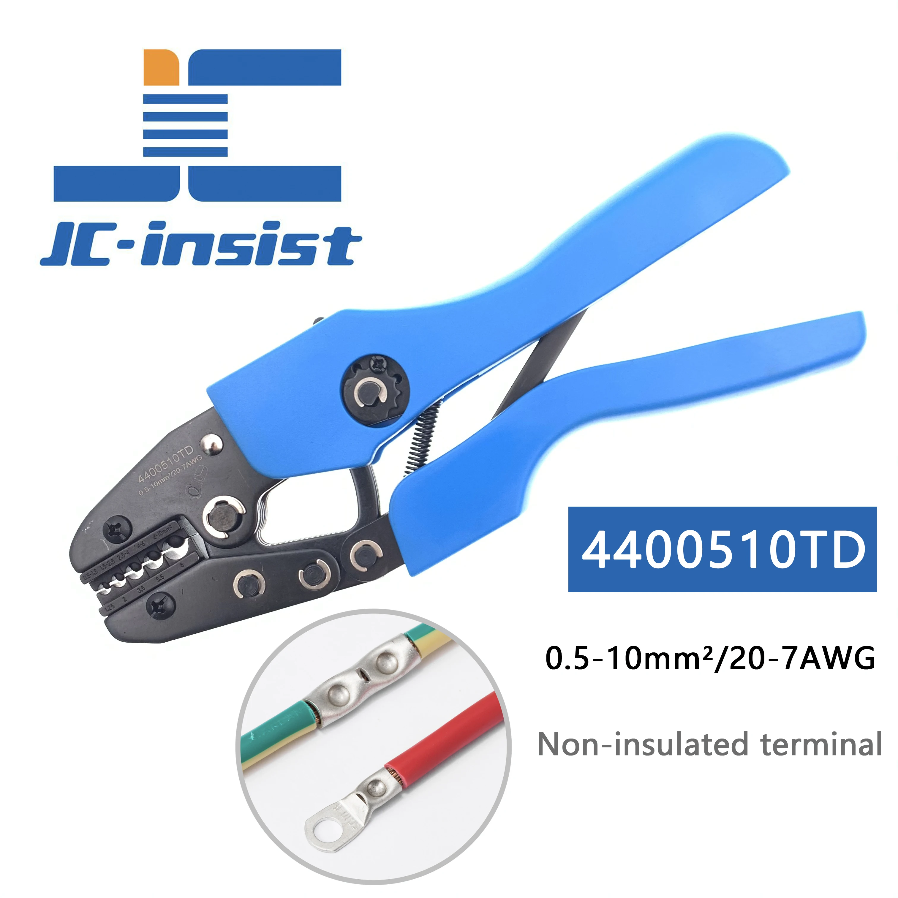 Ratchet crimping pliers for crimping insulated terminals, tubular terminals, crimping hand tools