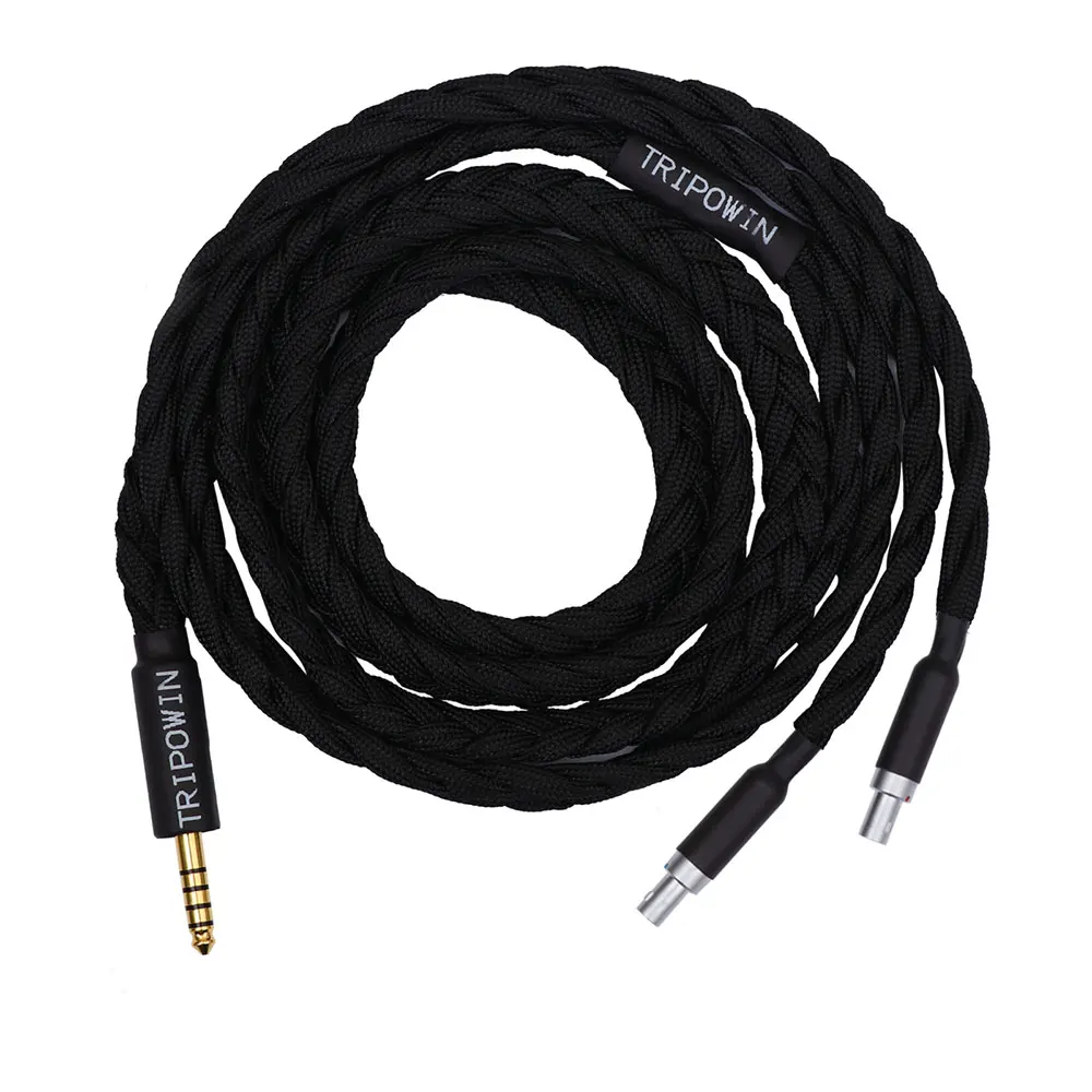 Vorbestellung Tripowin GranVia 26AWG 36 Stränge x 4-adriges handgefertigtes Kopfhörer-Ersatzkabel für HD650 HD580 HD800 ANANDA Schwarz – Detail 11