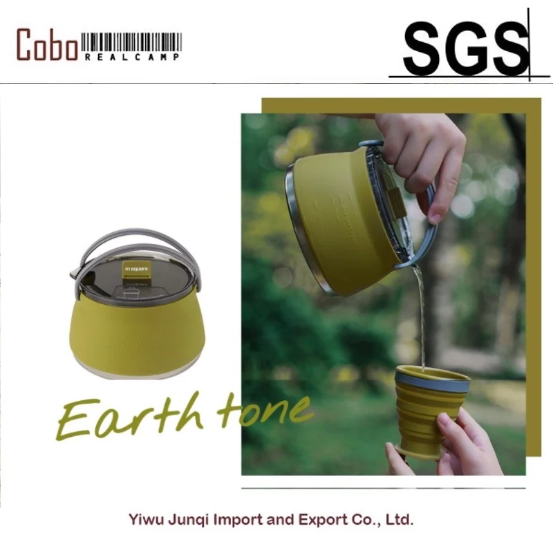 

Outdoor Camping Kettle Set Portable Folding Silicone Kettle Tea Pot Coffee Pot, 1 Liter, 2pcs Silicone Cup, Earth Yellow