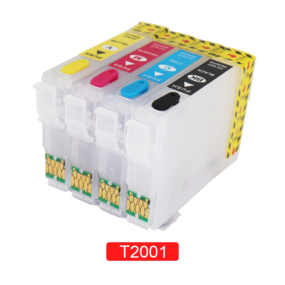 4 pcs T2001-T2004 T200XL1 Refillable Ink Cartridge For Epson XP200 XP300 XP400 XP310 WF-2520 WF-2530 Printer With Chips