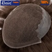 Liquidación-tupé Q6 para hombres, Base de PU de encaje coreano, sistemas de reemplazo de cabello humano, unidad de peluquín, peluca para hombres, prótesis de cabello masculino de 6""