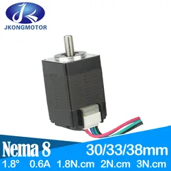 1.8 gradi 20 motore Nema 8 motore passo-passo 1.8Ncm 2Ncm 3Ncm 0.6A motore passo-passo Nema8 a 4 derivazioni 30mm 33mm 38mm stampante 3D Robot CNC