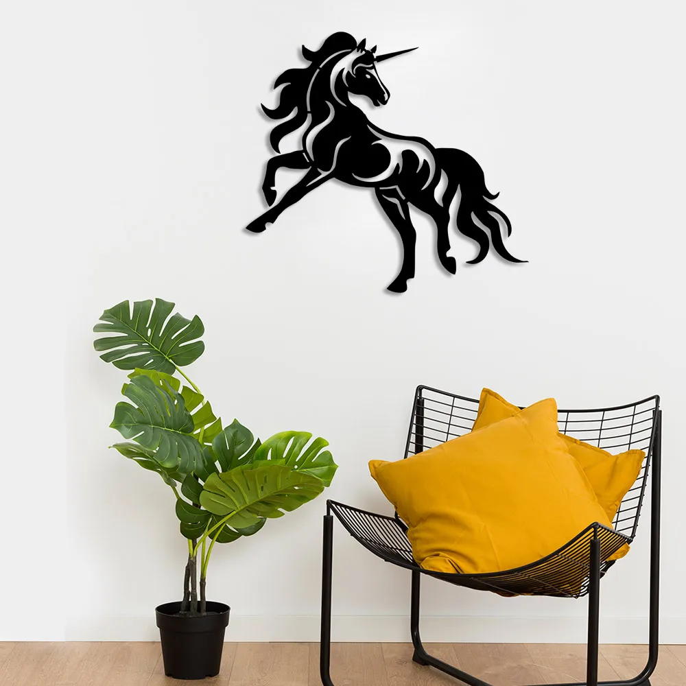 Unicorn Sticking With Feet In The Air Wall Room Home Accessory Wooden Table 50x46cm