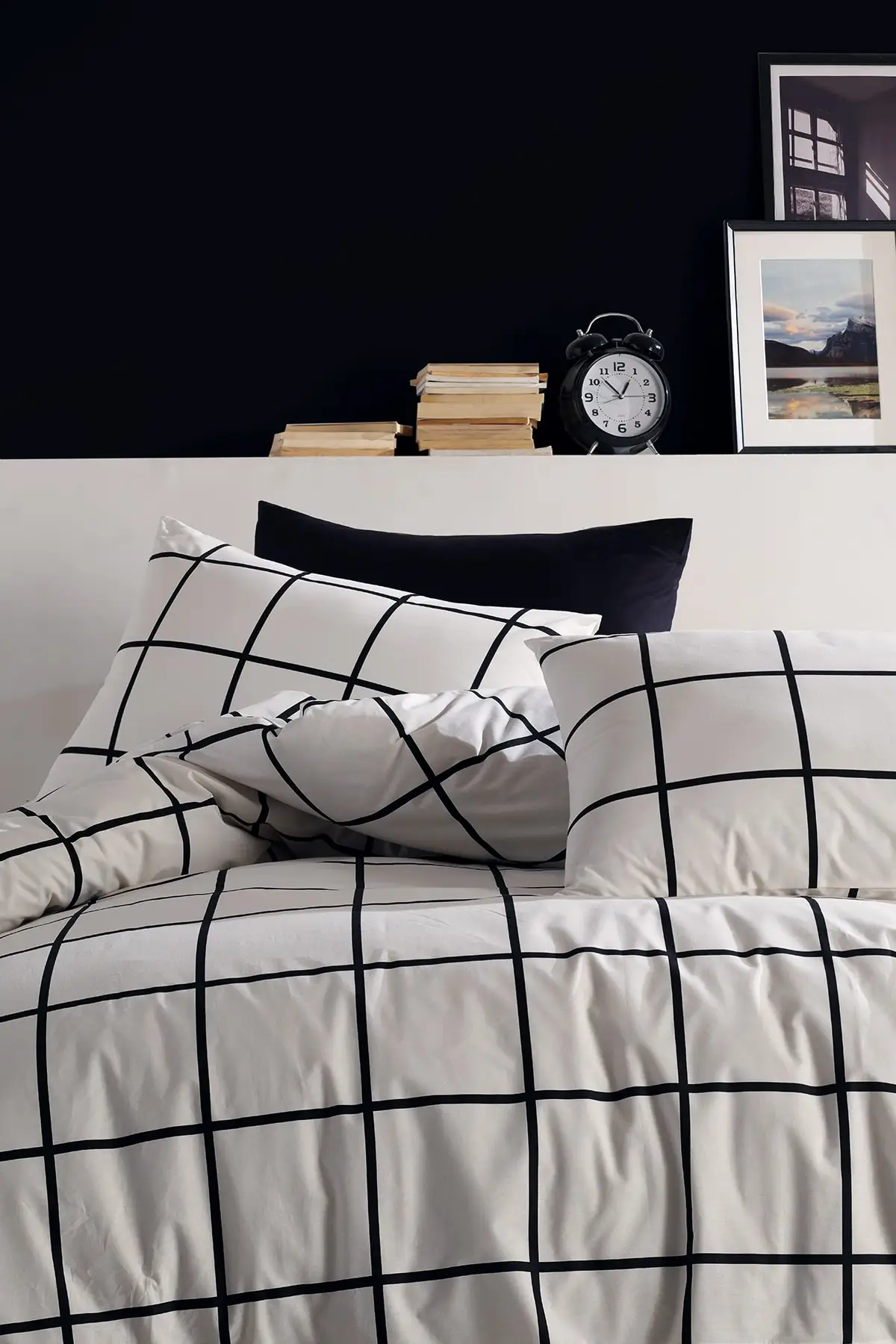 Tile Black 100 Cotton Ranforce Duvet Cover Set Linens Set Bedding Set Black and White Design Bed Cover Set duvet Bedding Housse