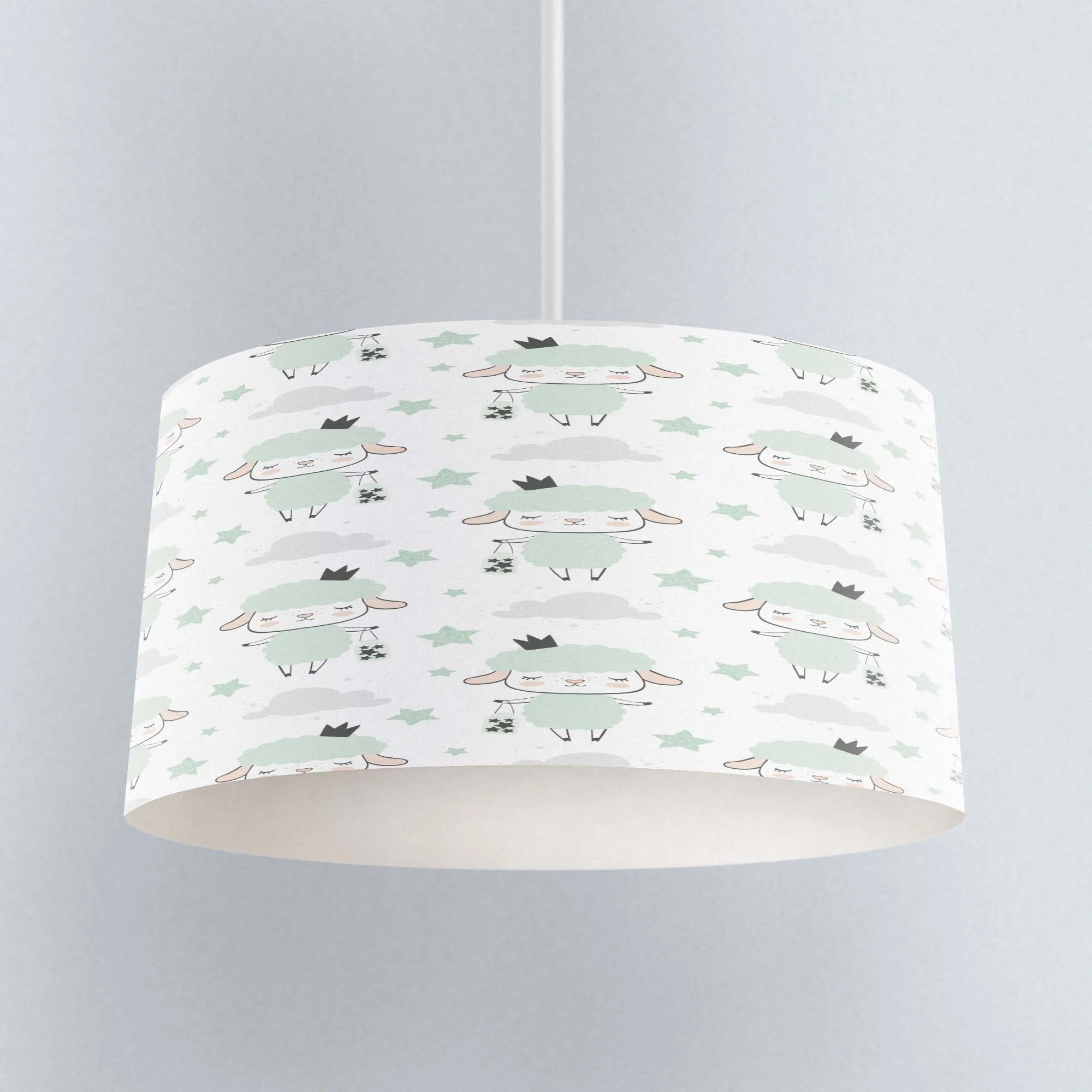 

Else Gray Clouds Little Lambs Print Fabric Kids Chandelier Lamp Drum Lampshade Floor Ceiling Pendant Light Shade