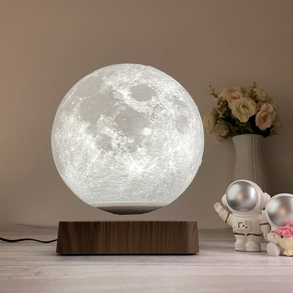 HCNT Levitating Moon Lamp Magnetic Levitation Rotating Floating 6-Inch Luna Night Light Christmas Gift Home Office Decor Gadgets