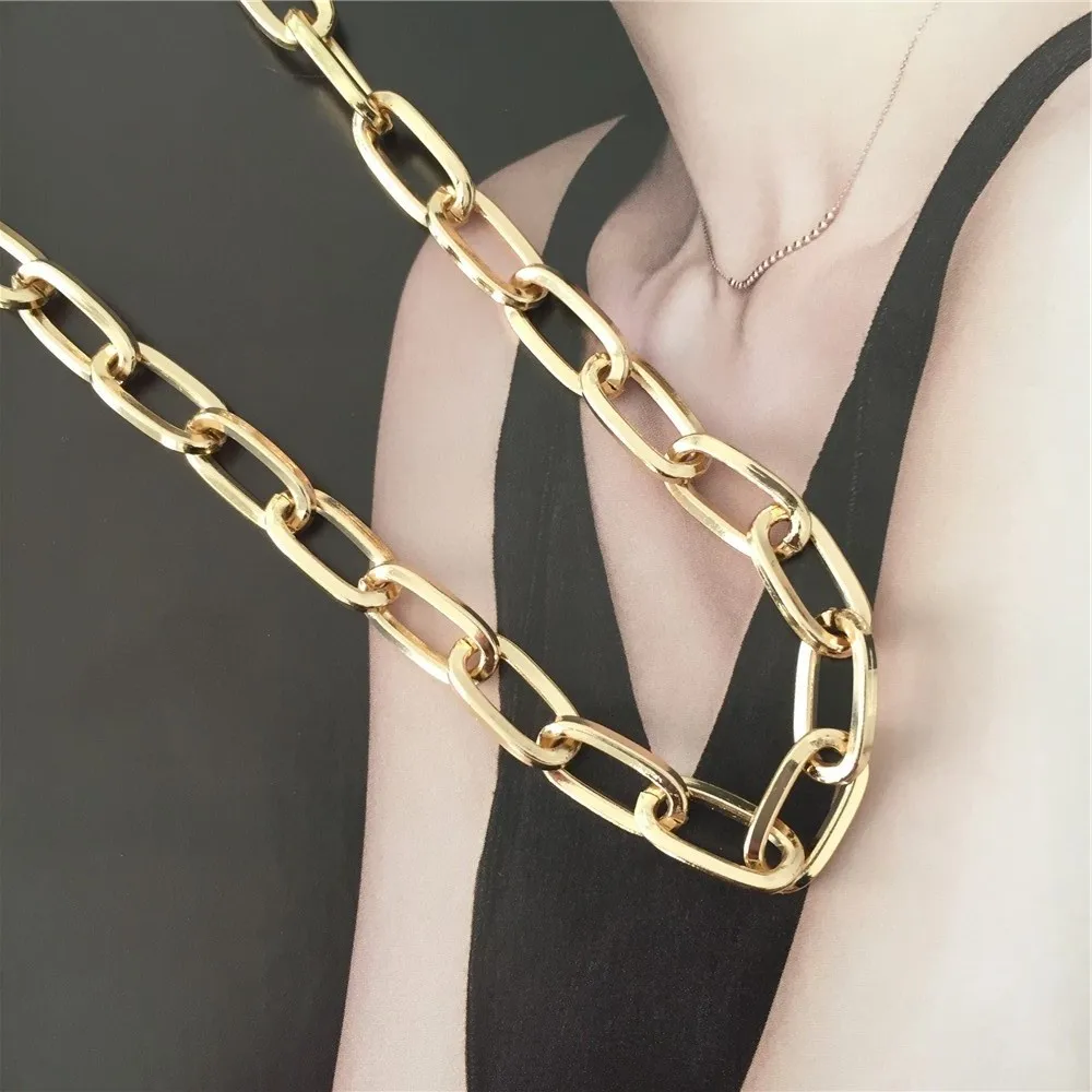 2020 Fashion Gold Color Metal Chain Two Layer Choker Necklaces For Women Girls Punk Simple Goth Jewelry