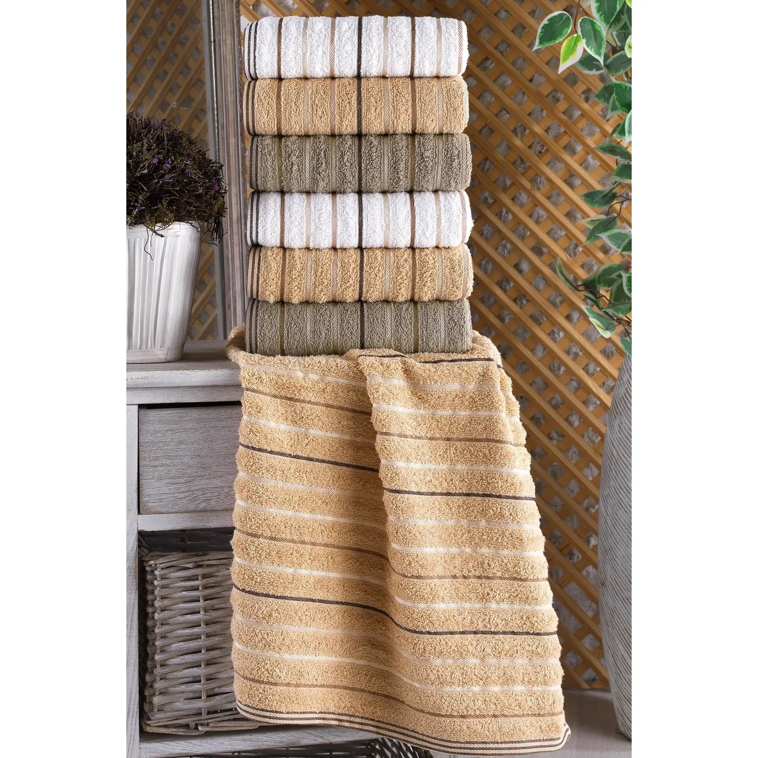 6Pcs 100%Cotton Soft Hand And Face Towel 50X90 Long Fiber Yarns Fast Drying  Absorbent Antibacterial Home Brown 2021 Fashion