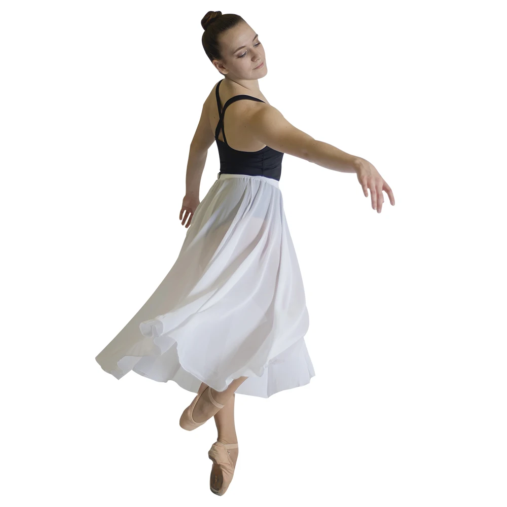 HDW DANCE-Jupe longue en mousseline de soie blanche pour femme, vêtement de danse pour enfant et adulte, disponible en plus de 10 couleurs