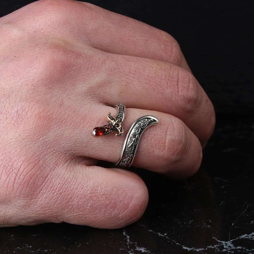 925K Sterling Silver Sword Ring Red Zircon Stones Classic Jewelry For Man Hanmade Ottoman Style Gift Fine Workmanship Freeship