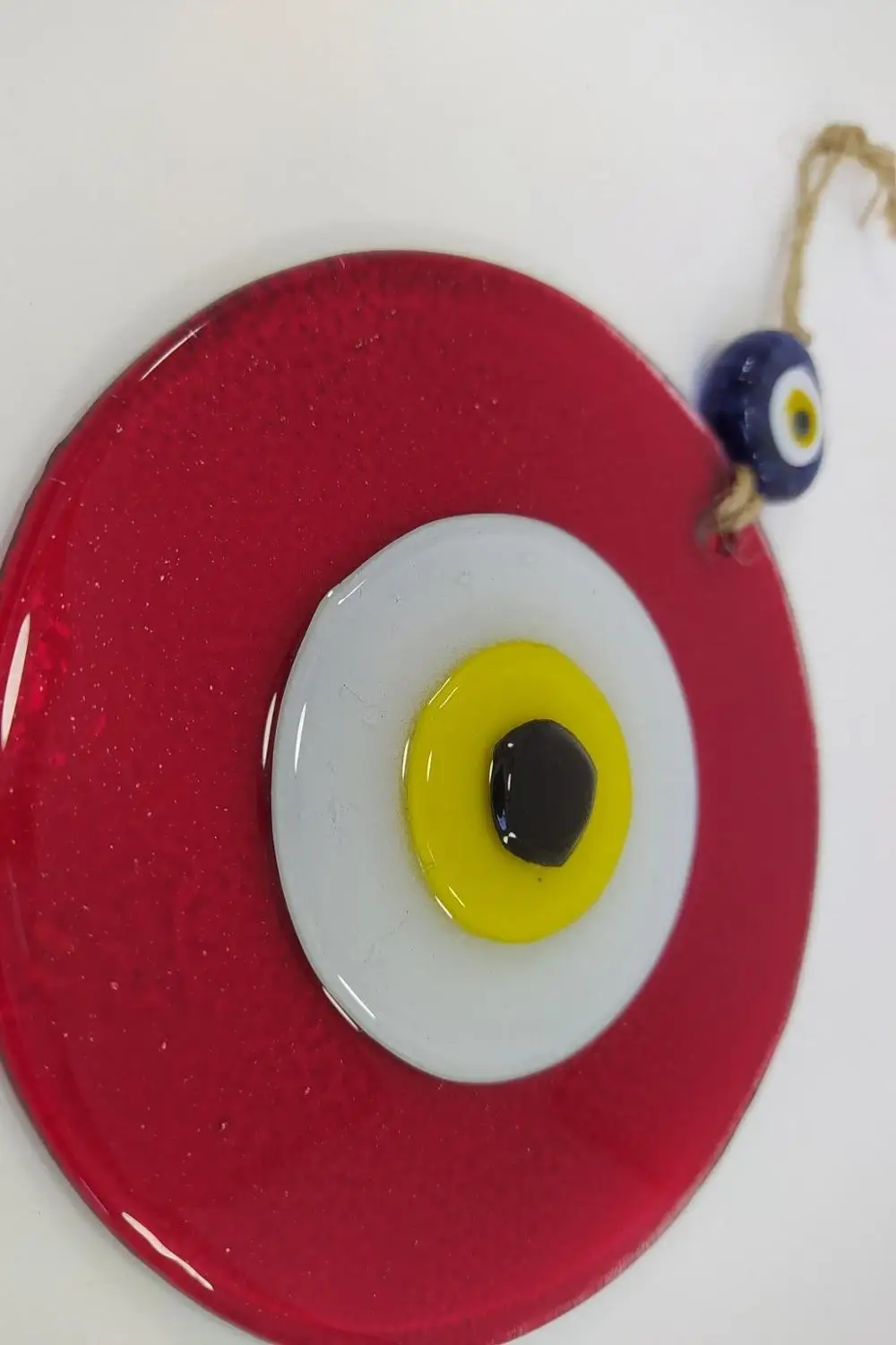 Red Evil Eye 12cm Glass Bead Pendant Charm Turkish Handmade Big Amulet for Wall Hanging Talisman Boho Home / Room Decor