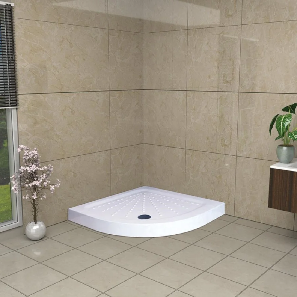 Shower Cabin Floor Base Shower Tray SEMI ROUND Anti-Slip Reinforced White Acrylic Model BEST QUALITY