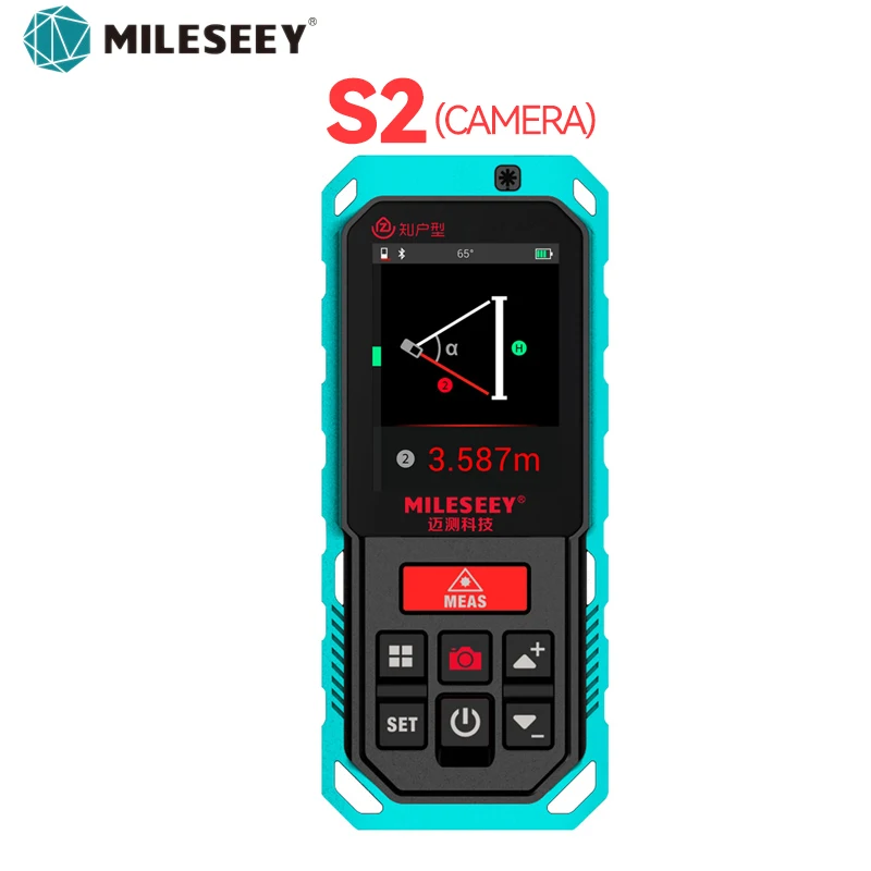Mileseey s2 Câmera Medidor de Distância a Laser Profissional ao ar Livre Bluetooth Rangefinder 100m 200m para Qualquer Ferramenta Medida Dois Pontos