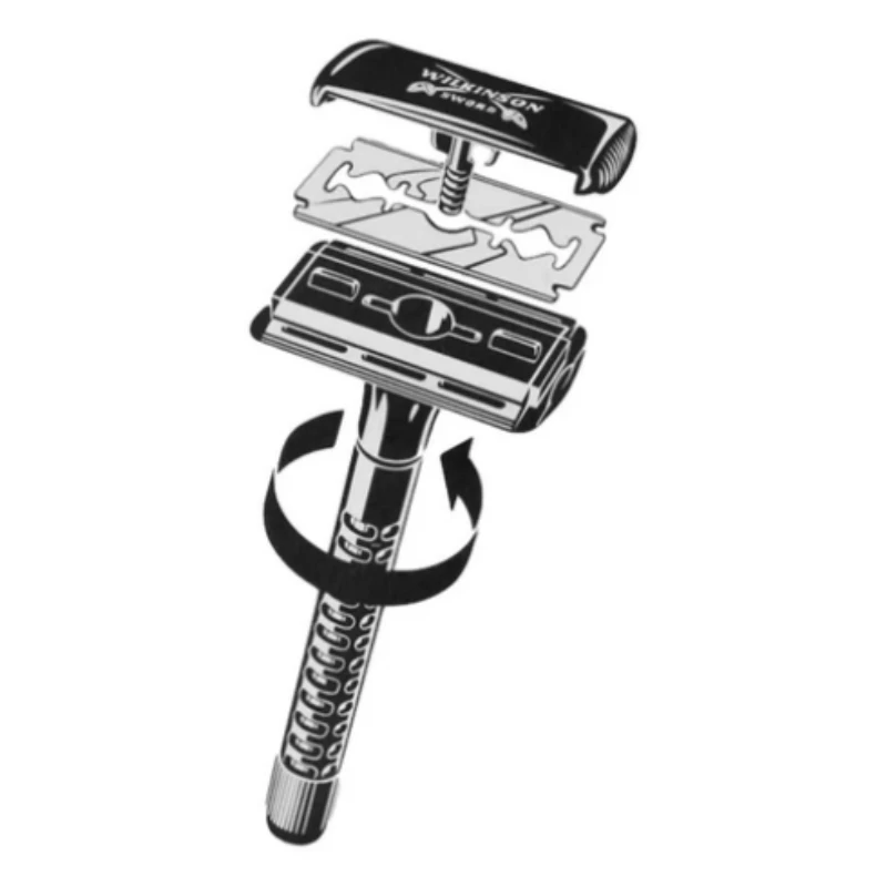 Wilkinson Sword Classic Double Edge Razor + 5 lame di rasoio Wilkinson + 5 lame di rasoio Derby Usta