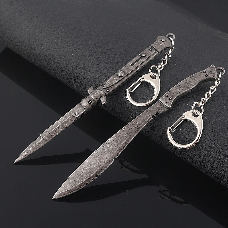 The Last of Us 2 Ellie Switchblade Machete Keychain Stiletto Bayonet Knife Weapon Model Key Holder for Men Car Keyring Jewelry