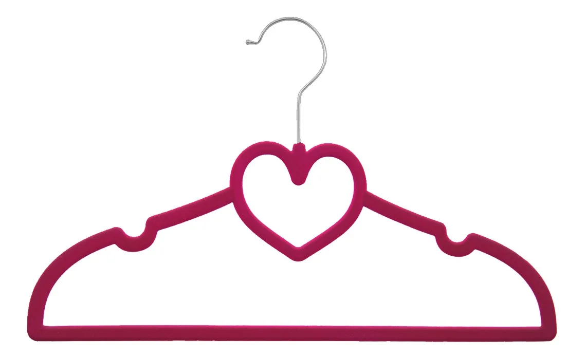 Kit 40 Adult Heart Hanger Non-Slip Velvet