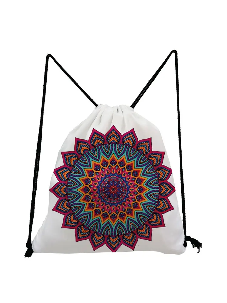 Mandala Floral Print Drawstring Backpack 2021 New Fashion Backpacks Men Women Unisex Shoulder Bags Daily Office Useful Shoes Bag