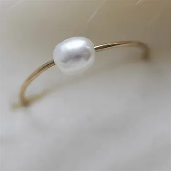 14K 골드 채워진 진주 반지 수제 천연 진주 보석 너클 반지 Mujer Boho Bague Femme 미니멀리즘 여성 반지 