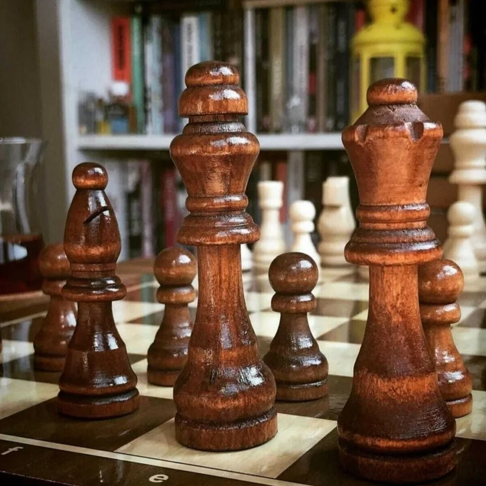 Ngọc Trai Hạt Óc Chó 3 Trong 1 Trò Chơi Cờ Vua Bộ Ba Ba Cờ Đam Bộ Cờ Tướng Bằng Gỗ Hình Bàn Cờ Bằng Gỗ Gấp Gọn Bàn Cờ 48X50cm