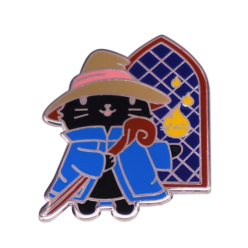 Lindo Final Fantasy Black Mage Cat broche RPG juego mago Pin