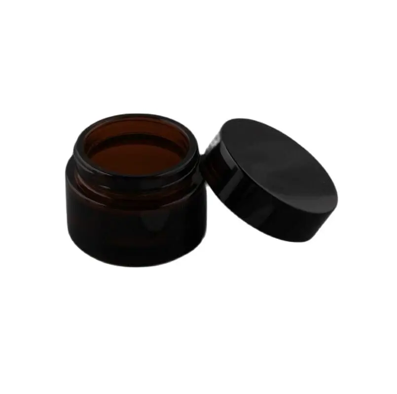 

30G brown glass cream jar with black lid , cosmetic jar