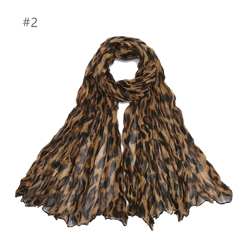 2022 Women\'s Leopard Scarf Women Luxury Crinkle Scarves for Ladies Shawls and Stoles Designer Scarf Foulard Femme Echarpe Femme