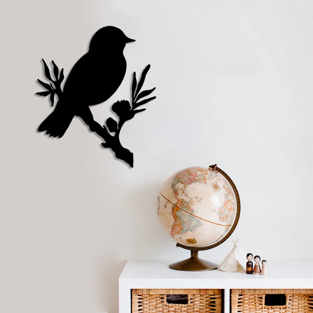 Bird Waiting on a Branch with Flowers Wall Room Home Accessory Wooden Table 42x50cm