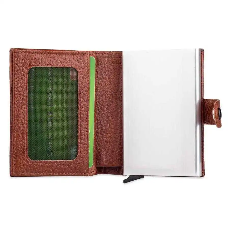 Anitolia – portefeuille en cuir véritable, porte-cartes en relief croco, marron, avec mécanisme Pop-Up, porte-monnaie d'identité, décontracté, confortable à vie