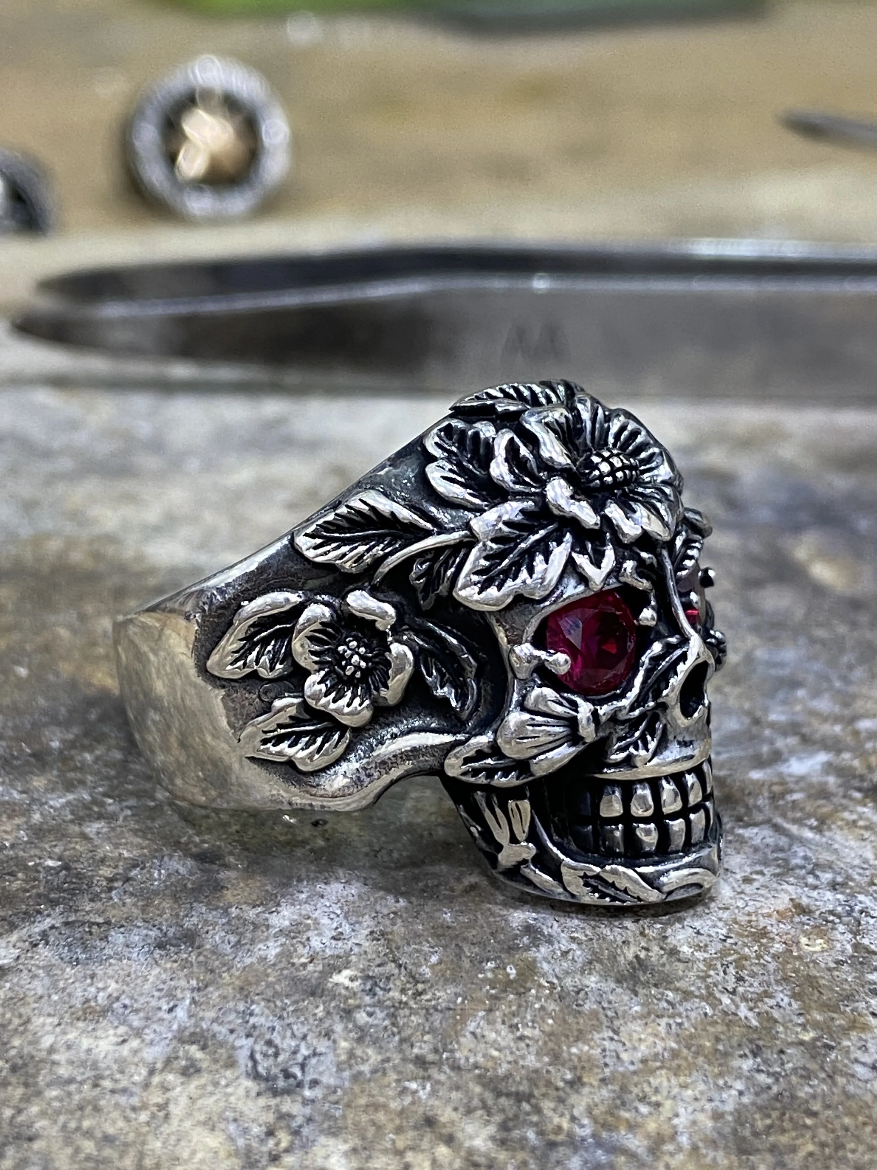 Silver Skull Ring ,Silver Skull Signet Ring,Unique Skull Ring, Men Handmade Biker Jewelry , Silver Ring For Women For Men