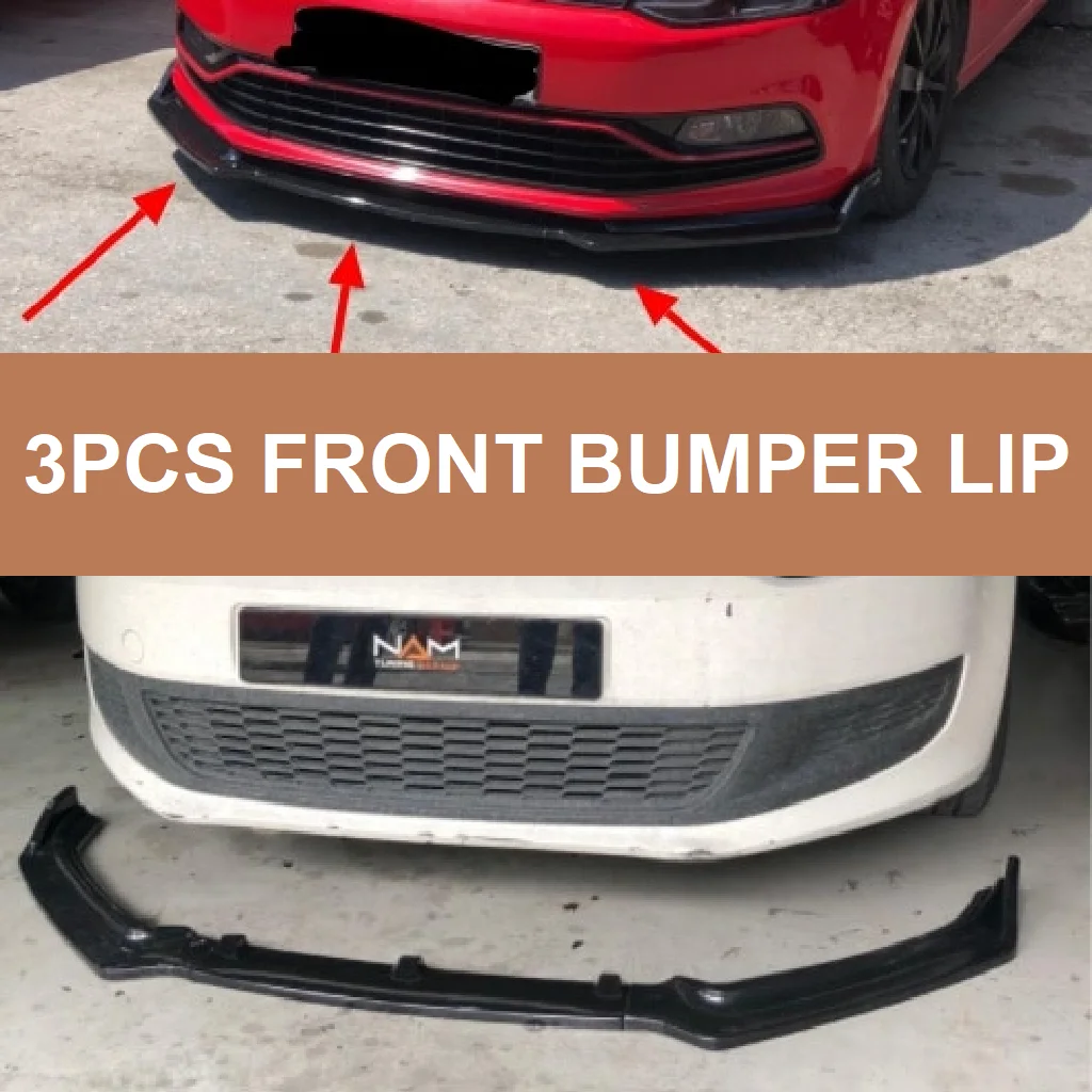 For Volkswagen Polo 6R 6C Front Bumper Lip Body Kit Spoiler Splitter Diffuser 3pcs Quality ABS Plastic Professional Universal