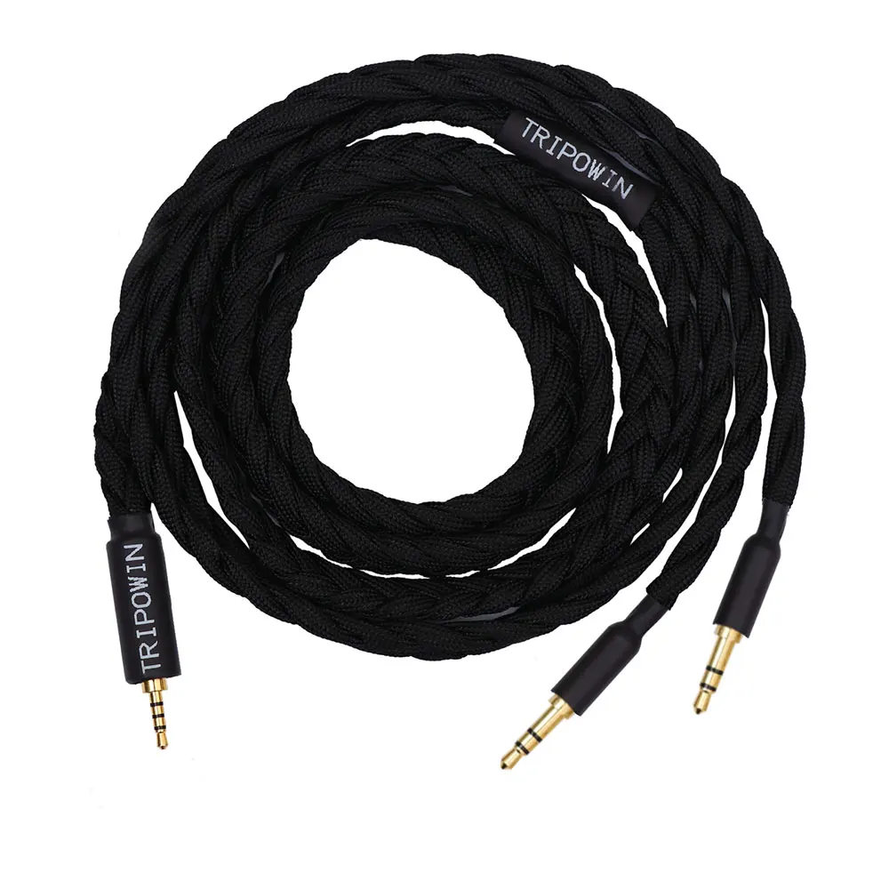 Vorbestellung Tripowin GranVia 26AWG 36 Stränge x 4-adriges handgefertigtes Kopfhörer-Ersatzkabel für HD650 HD580 HD800 ANANDA Schwarz – Detail 2