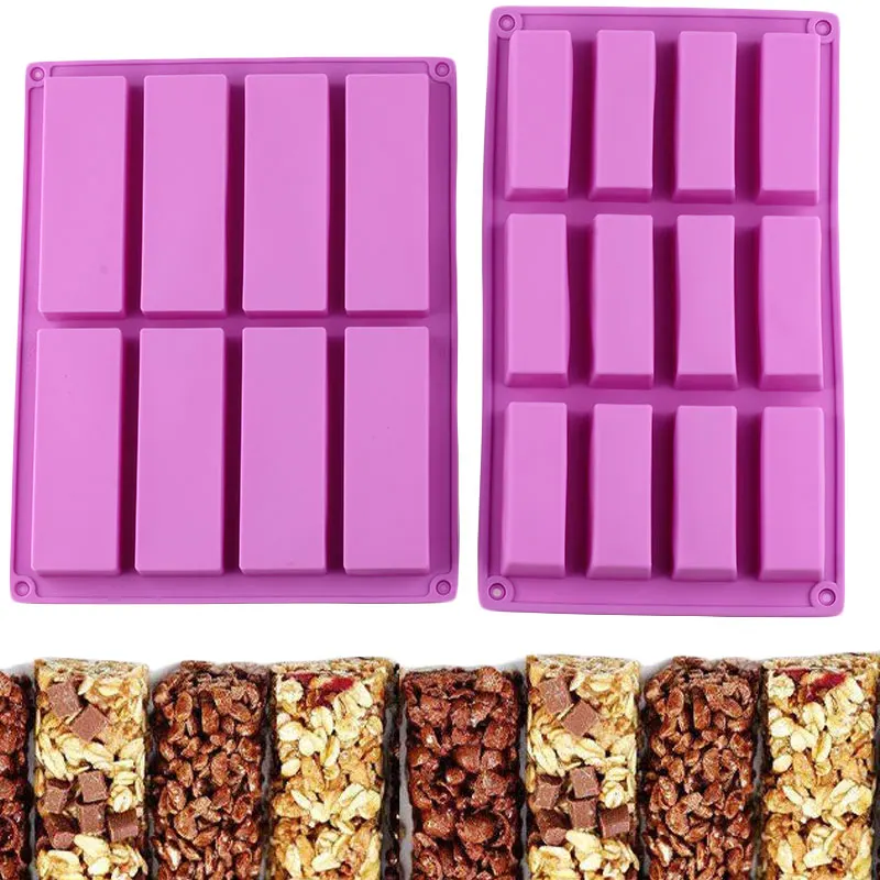 2 Size Rectangle Silicone Molds Soap Candy Making Mold Cake Decorating Tools Chocolate Muffin Baking Mold Jelly Ice Tray Moulds