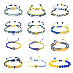 Charm Yellow Blue Ukraine Bracelets For Women Men Handmade Ukrainian Flag Color Woven String Bracelet New Design Couple Jewelry