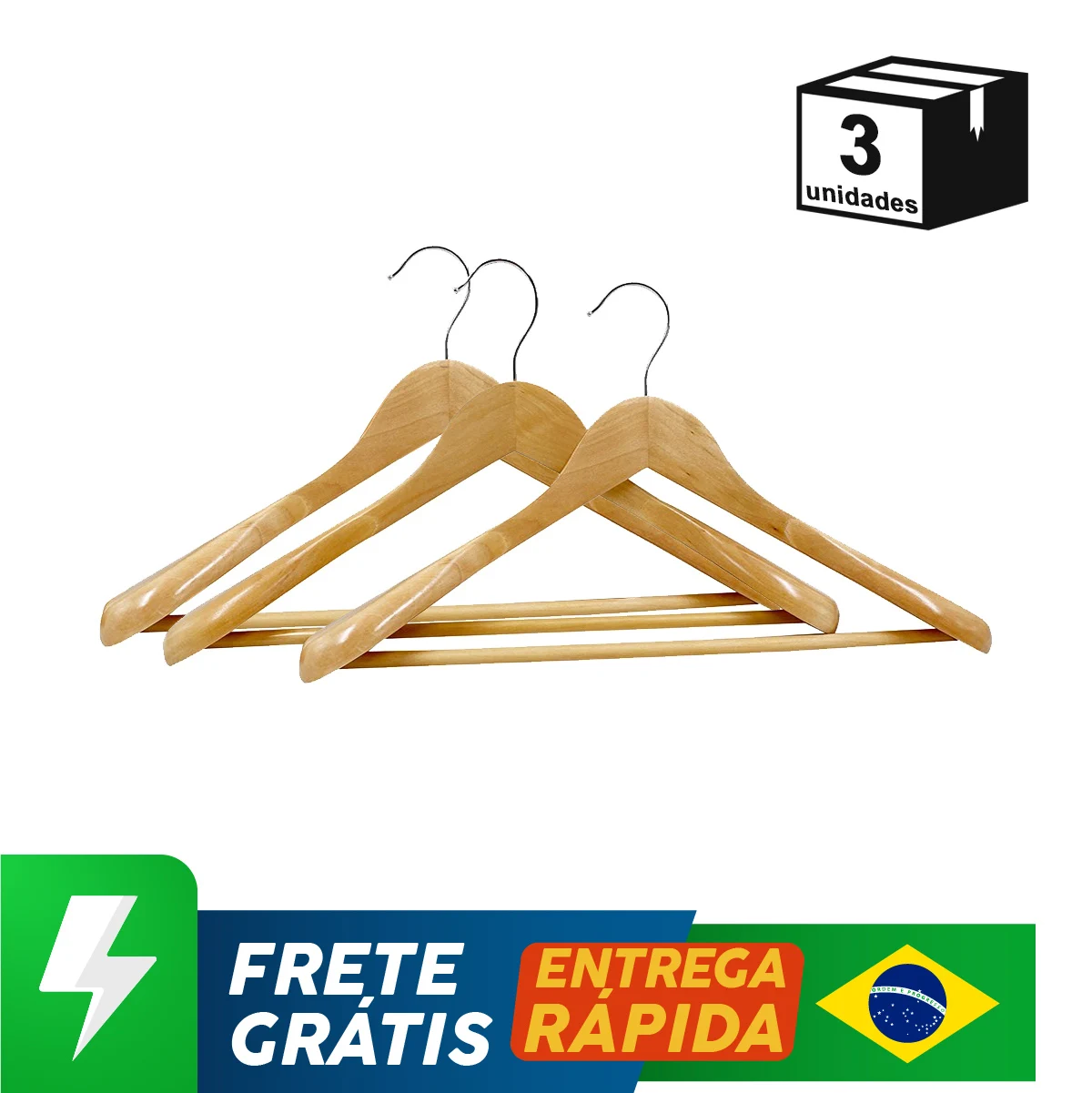 3 Pçs Cabides Terno Casaco De Madeira Resistente Executivo Alta Qualidade Cava Organizador Armazenar Guarda-Roupas Closet