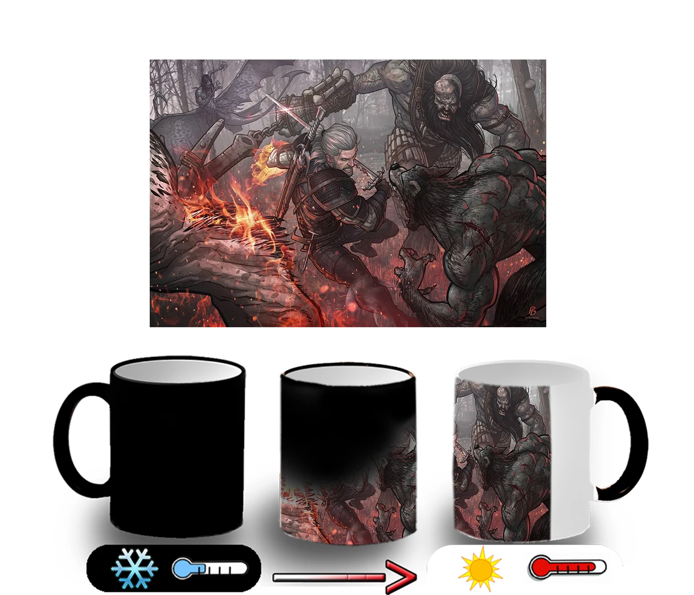 Magic CUP SWORDSMAN WITCH COMBAT magic mug