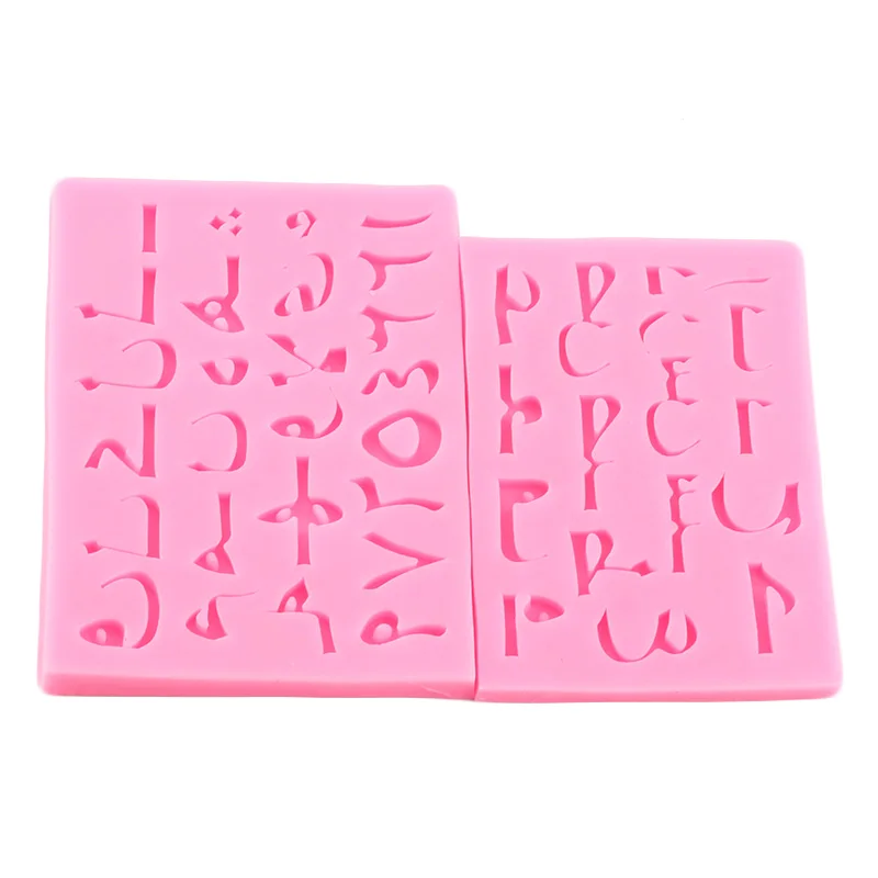 2Pcs Arabic Alphabet Letter Number Silicone Fondant Molds DIY Party Cake Decorating Tools Cupcake Candy Chocolate Gumpaste Mould