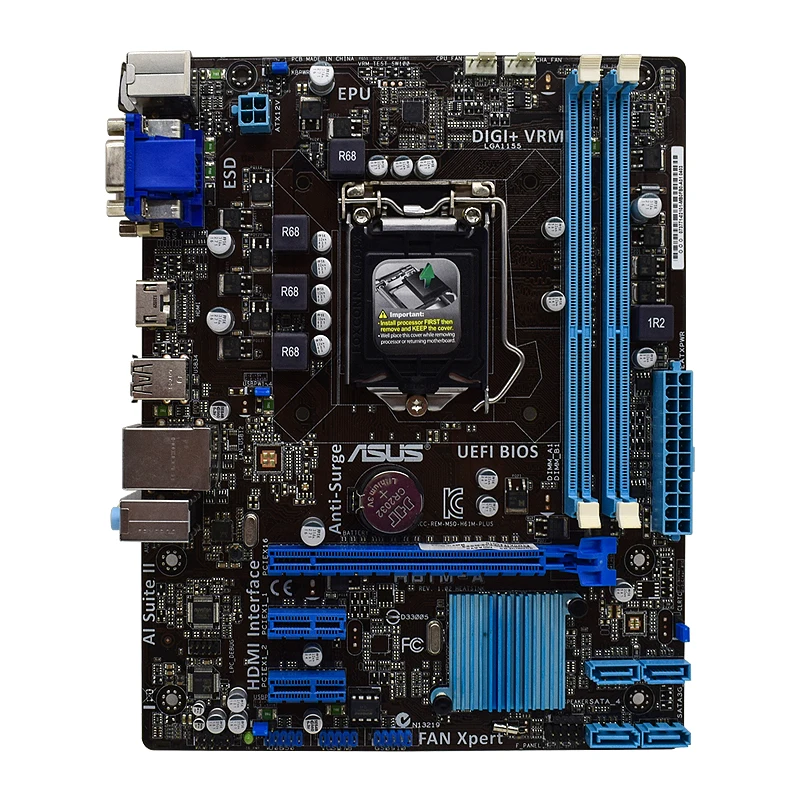 Motherboard LGA 1155 ASUS H61M-A Motherboard set with intel Core I5 2500 cpus and DDR3 DIMM 8G PCI-E 2.0 ATX